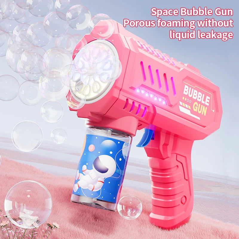 Pistola de burbujas con luces LED – Juguete divertido para niños 🎉✨