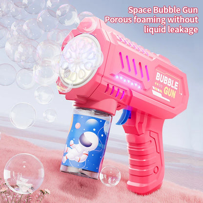 Pistola de burbujas con luces LED – Juguete divertido para niños 🎉✨